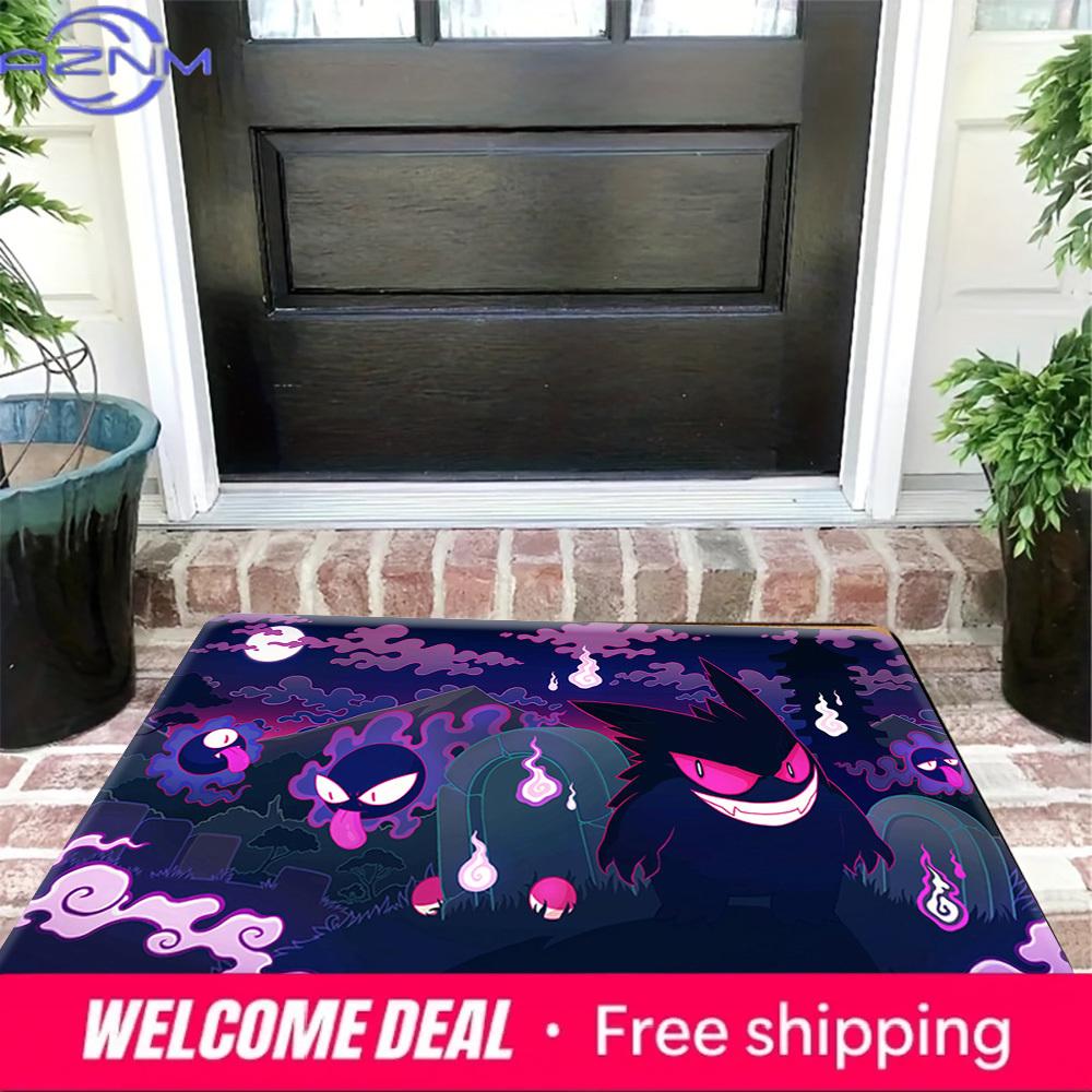Pokemon Gengar Graveyard Night Print Non-slip Doormat Soft Floor Mat for Home Decor