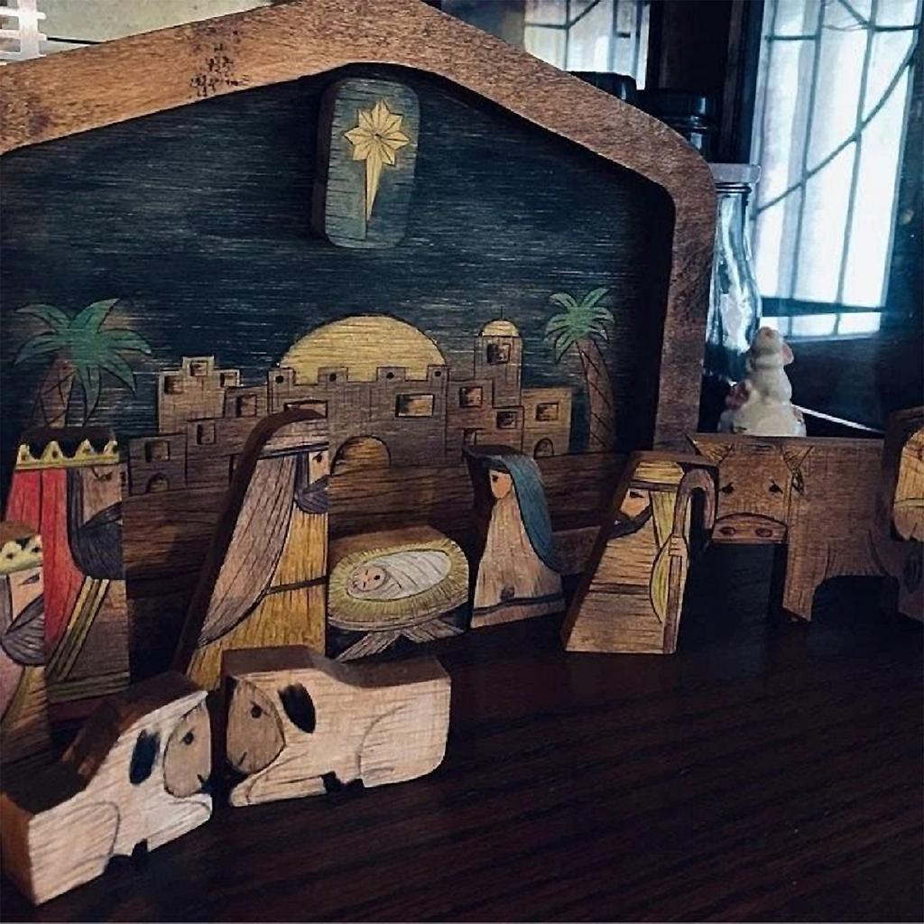Деревянная статуэтка-пазл «Рождество» с выжженным рисунком, пазл «Рождество» для домашнего декора стола