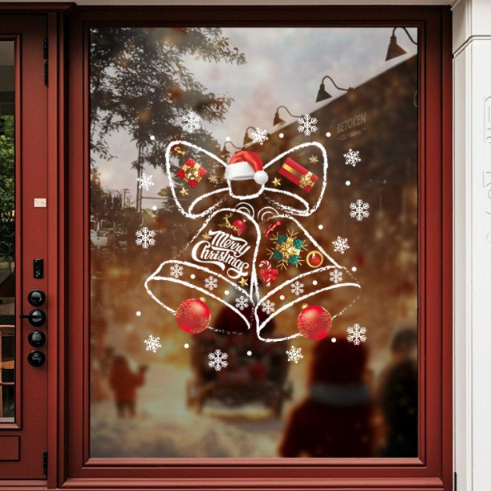 Waterproof Christmas Bell Window Clings Large Christmas Window Stickers Glass Door