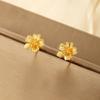 Gold Flower Stud Earrings for Women Daisy Floral Earrings Ear Rings