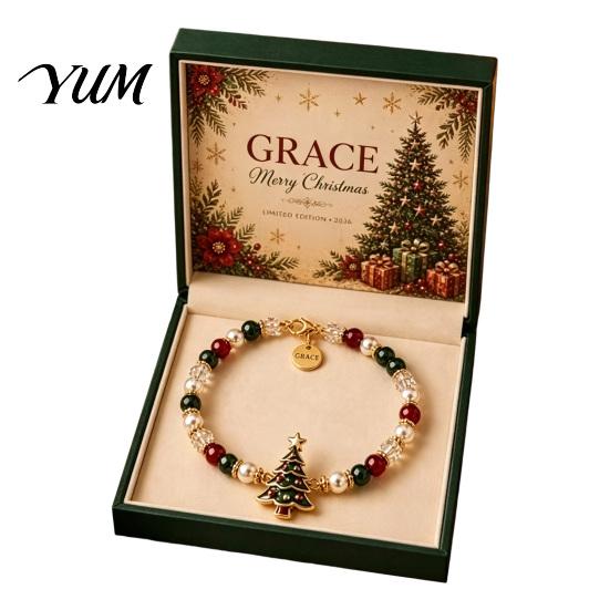 Rust-resistant Bracelet Christmas Bracelets for Women, Santa Claus Elk Snowman Tree Fine Workmanship Beaded Bracelet, Holiday Jewelry Gifts