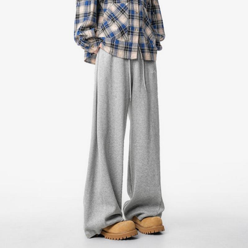 Spring and Autumn Men's New All-match Pleated Wide Leg High Street Vintage Casual Embroidered Sweatpants