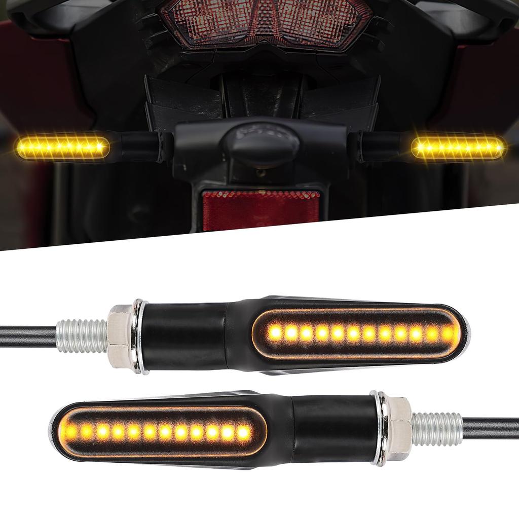 KEMIMOTO Turn Signal, Motorcycle, LED Turn Signal, E-Mark, Flowing Turn Signal, 12 V, Sequential