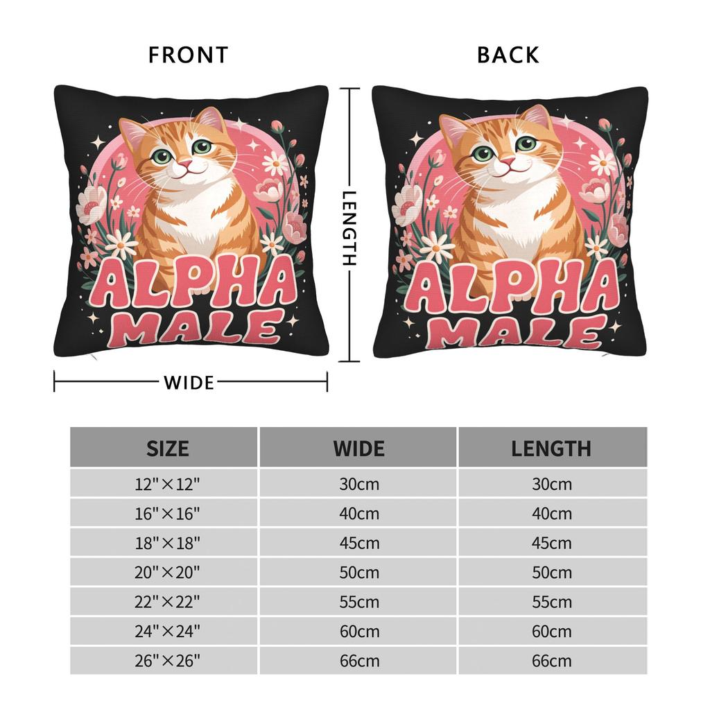 Pillow Case Alpha Male Cat Kitten Rainbow Floral Square Pillow Cover For Sofa Couch Bed Living Room Retro Trendy Pillowcases