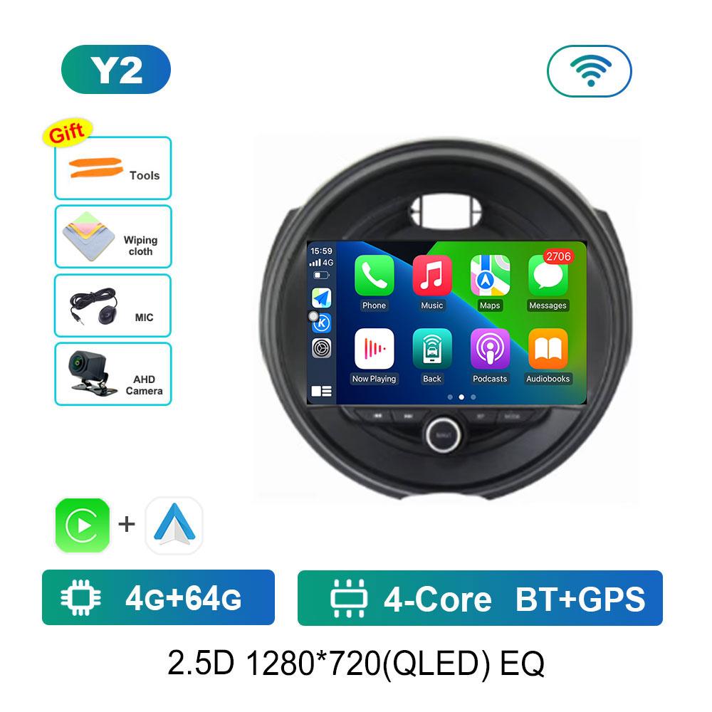 Для BMW MINI Cooper F54 F55 F56 F60 2015 - 2019 Автомобильная система Android 14 DSP Стерео 4G Навигация GPS WiFi IPS Сенсорный экран BT