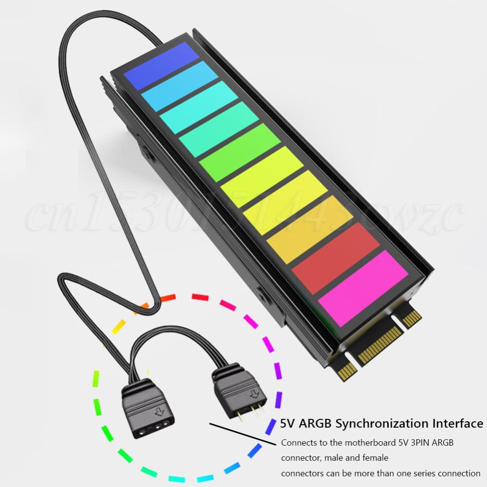 5 В 3-контактный ARGB Sync Computer 2280 SSD M2 Radiator PC RGB M.2 Hard Disk NVMe Cooler Heatsink M.2 2280 NVME SSD Heatsink Cooler Vest