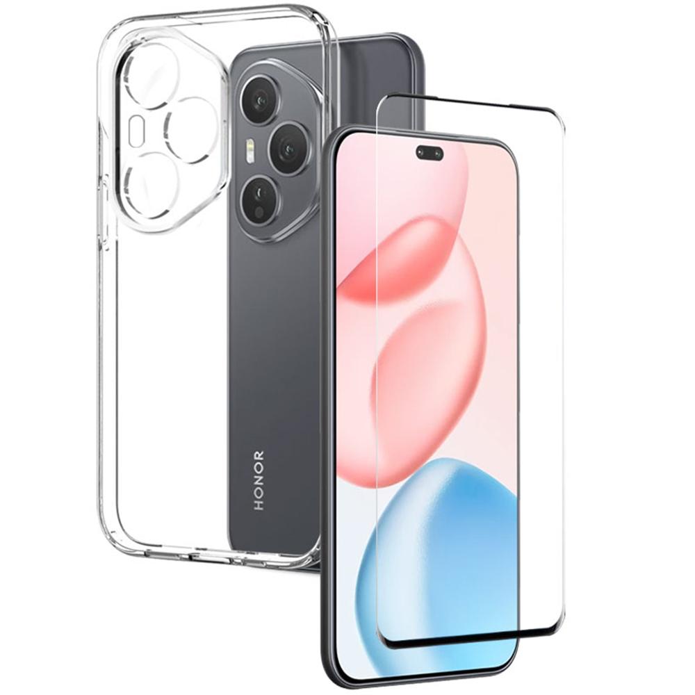 NORTHJO Для Honor 400 Pro 5G (Глобальный) Мягкий прозрачный чехол из ТПУ с защитным стеклом для экрана