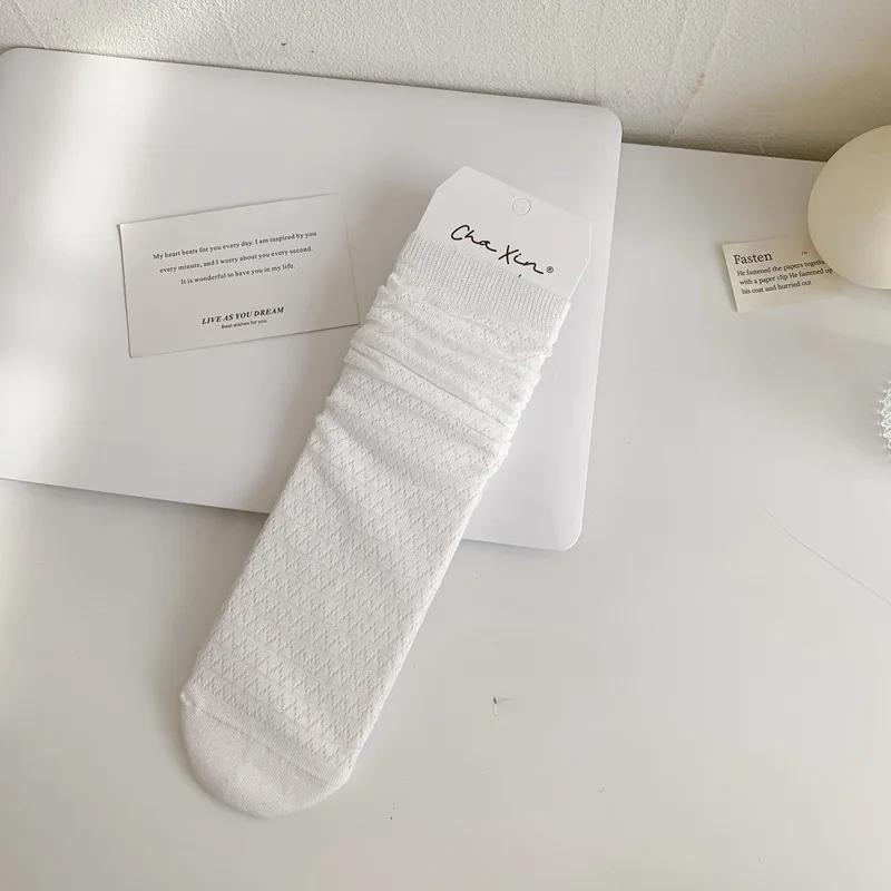 Летние тонкие женские носки с ажурной сеткой, дышащие кружевные носки JK в японском стиле, однотонные школьные носки для девочек Kawaii, свободные длинные носки