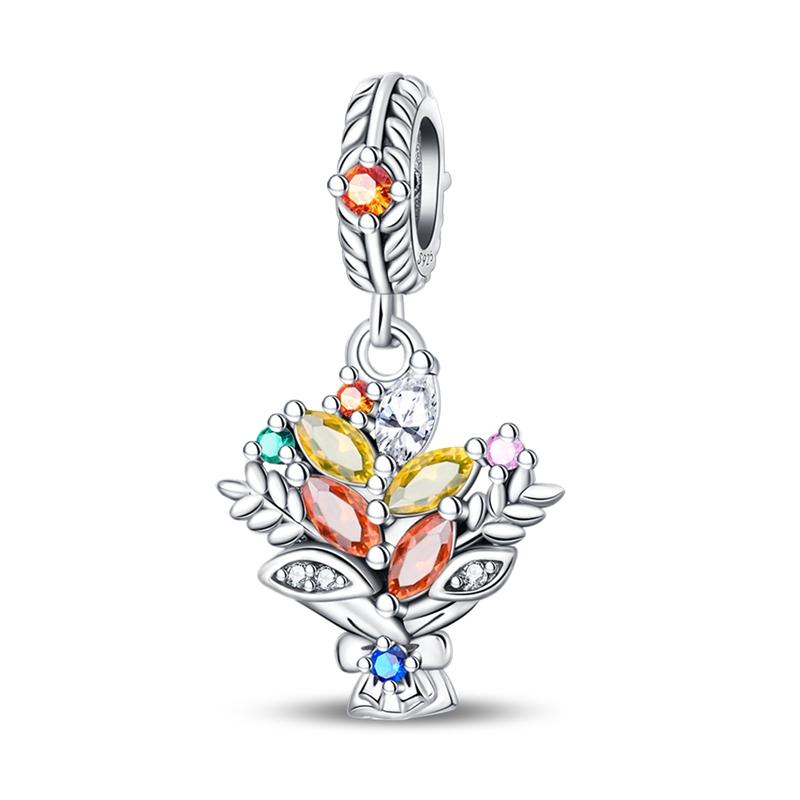 New 925 Silver Charm Beads Pendant Pumpkin Maple Leaf Autumn Series Charms Fit Original Bracelets Fine Jewelry