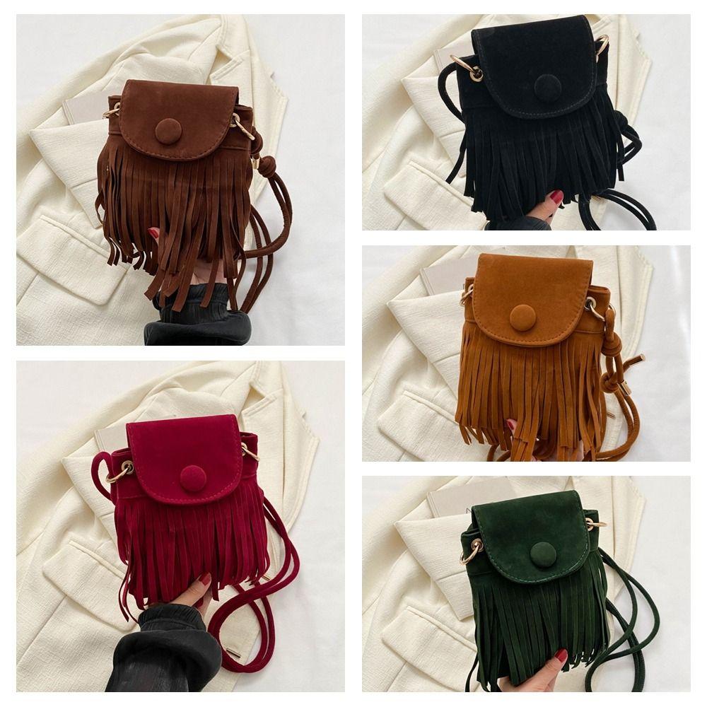 Ретро Богемная Сумка Кроссбоди с Бахромой Нейлоновая Сумка на Плечо с Кисточками Богемная Сумка на Плечо Сумка Мессенджер
