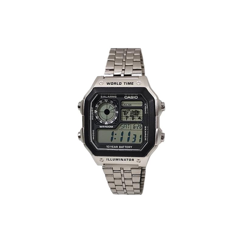 Casio Индивидуальные часы модифицированная серия простой спортивный ретро водонепроницаемые 100 метров AE-1200WHD-1A модифицированный-серебристый квадратный черный AE-1200WHD-1A