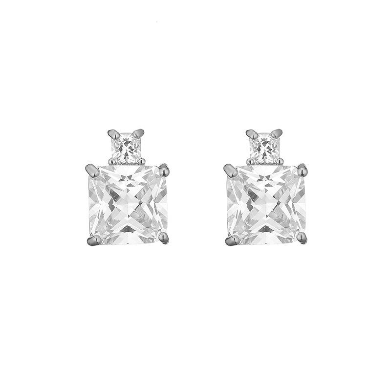 RAKOL Sapphire Color Geometric Square Zircon Stud Earrings for Women