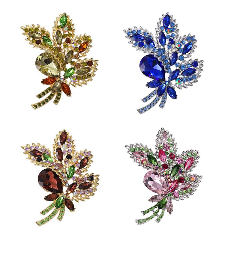 Женская винтажная брошь-подвеска с кристаллами и стразами в виде цветка и листа, ювелирное украшение, корсаж, свадебный подарок