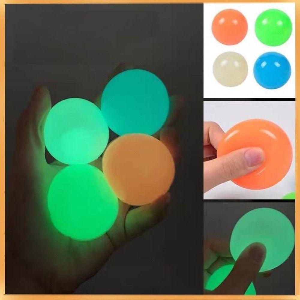 2Pcs Luminous Balls Glow in The Dark Squeeze Balls Relax Interactive Stretching Balls Holiday Gifts