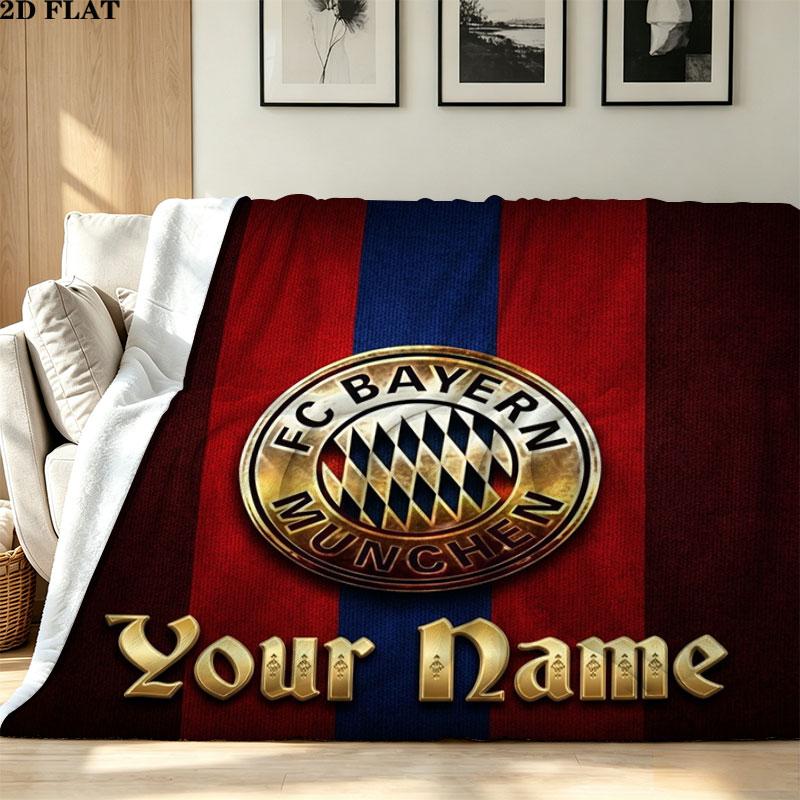 1PC FC Bayern Munchen Custom Name Patterned Flannel Blanket Suitable For All Seasons for Home Decor Warmth and Comfort Gifts Holiday Present