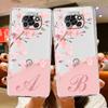 Чехол для Xiaomi Mi Poco X3 NFC 11 Lite M3 10T 9T 12 Redmi Note 10 9 9S 8 8T 7 Мягкий прозрачный чехол для телефона Цветок Буква Розовый A B C