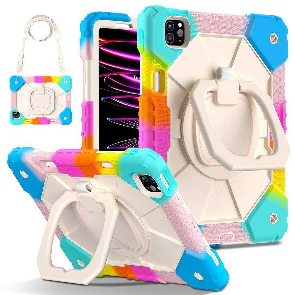 For Apple iPad Pro 11 (2021) 360° Rotating Grip Heavy Duty Protection Stand TPU+PC 3in1 Anti-knock Shockproof Tablets PC Case