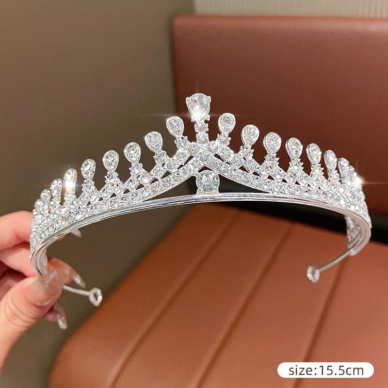 DIEZI Женская Серебристая Корона Головной Убор Корейская Хрустальная Диадема Модная Корона со Стразами для Дня Рождения Аксессуары для Волос
