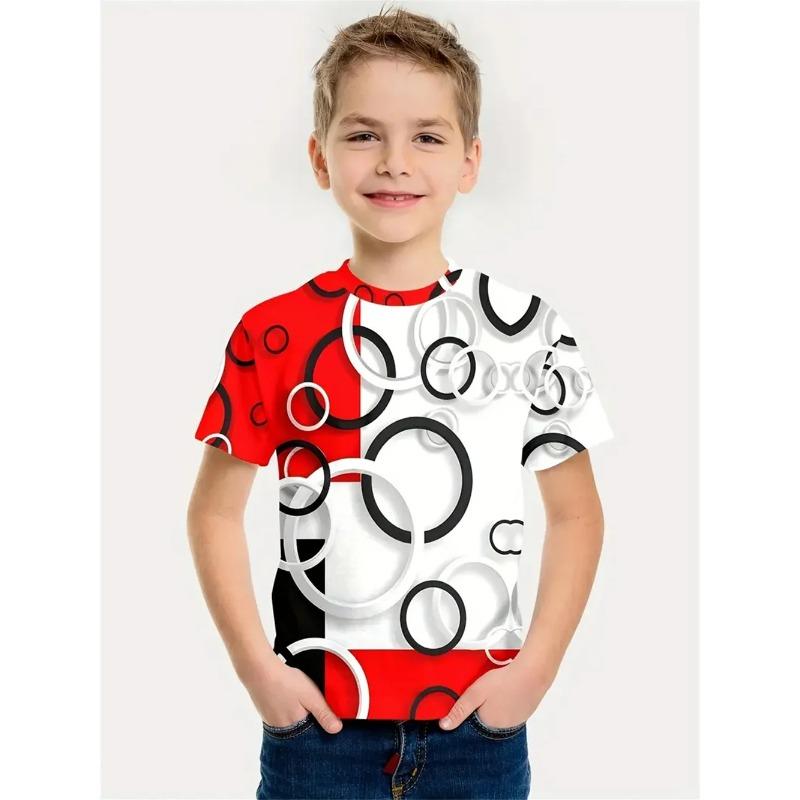 Simple 3d Print Retro Animal Top Tee Shirt Kids Boys Clothes Short Sleeve Children's Clothing T -Shirt