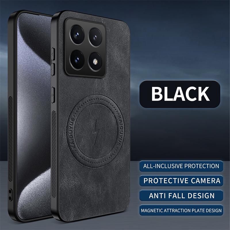 Совместимо с Xiaomi 14T/14T Pro: Текстура кожи наппа, Полное покрытие линзы, Магнитный чехол с защитой от падений