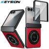 KEYSION Чехол-подставка с магнитным кольцом, вращающимся на 360°, для MagSafe для Samsung Galaxy Z Flip 7 5G, чехол для телефона с шарниром и защитной пленкой для экрана