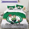 3pcs Custom Name Boston Celtics Bedding Set Duvet Cover Closure Includes 1 Duvet Cover & 2 Pillowcases, Soft and Comfortable for All Seasons.