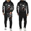 Cool Skull 3D Printed Black Zipper Hoodie Pants Suit Gothic Punk Style Men Women Tracksuit Set 2023 Halloween Streetwear Costume