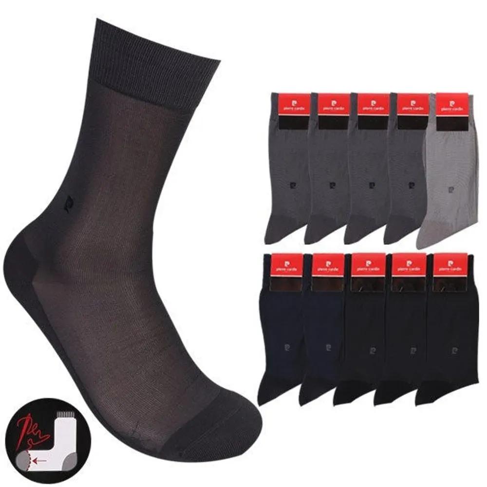 Pierre Cardin Men's Double-Sole Dress Socks, Choose 1 of 10 Pairs, Hand-Sealed Long Cuffs