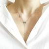 Jyoni / Heart Cross Silver Necklace (White Gold Plated)