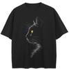 Streetwear Cat Shadow Graphic Black T-Shirt Cotton Unisex Tops Tees Summer Short Sleeves T Shirt