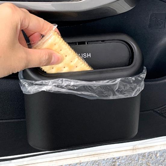 Car Trash Can with Press-to-Open Lid High-Strength Hook Easy Installation Small Hanging Trash Can Odor-free Car Accessories for Storage And