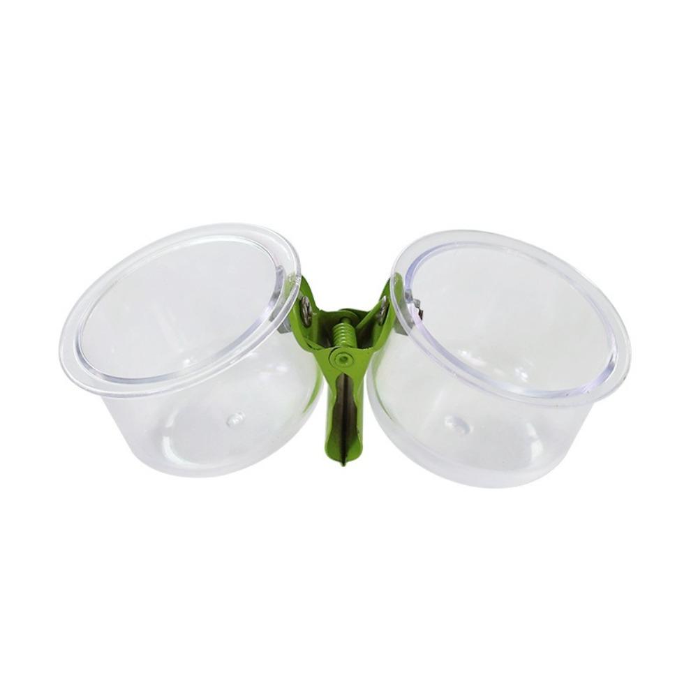 Bird Perch Stand Transparent Bird Cage Feeder With Clip Non-slip Parrot Food Bowl Plastic Wear-resistant Feeder Cup Parrot