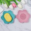 3D Мыльница в виде лепестка: Сливной силиконовый держатель для ванной, креативный дизайн