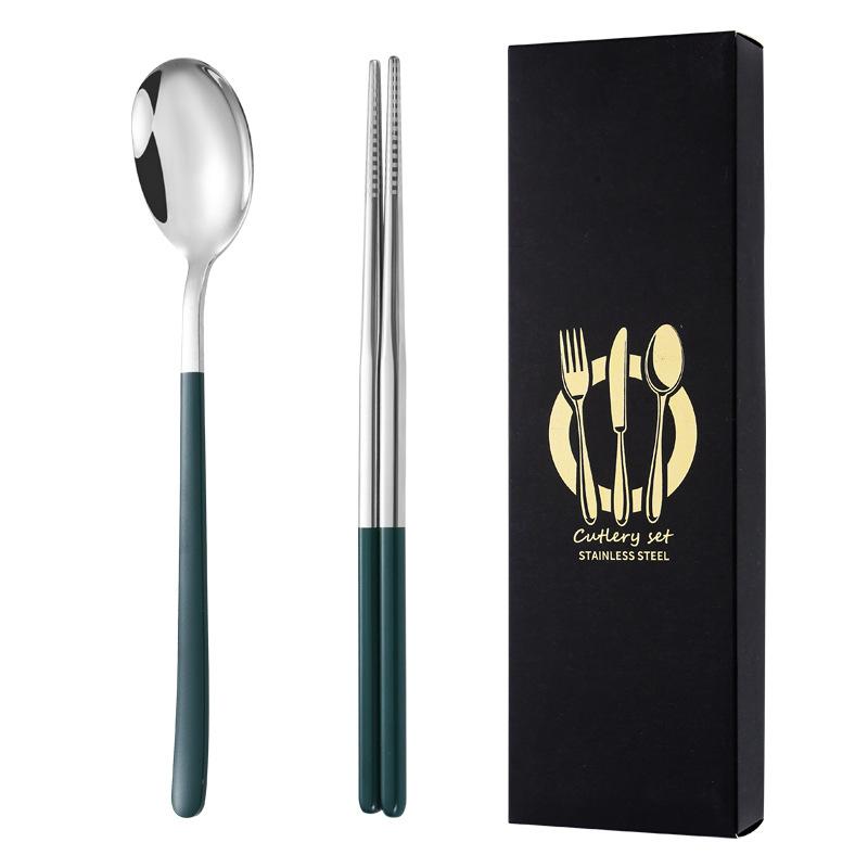 Подарочная коробка из нержавеющей стали 304, нож, ложка, палочки для еды, специальный набор, набор для приготовления пищи, семейная кухня, дорожный, полный набор, 2 шт.