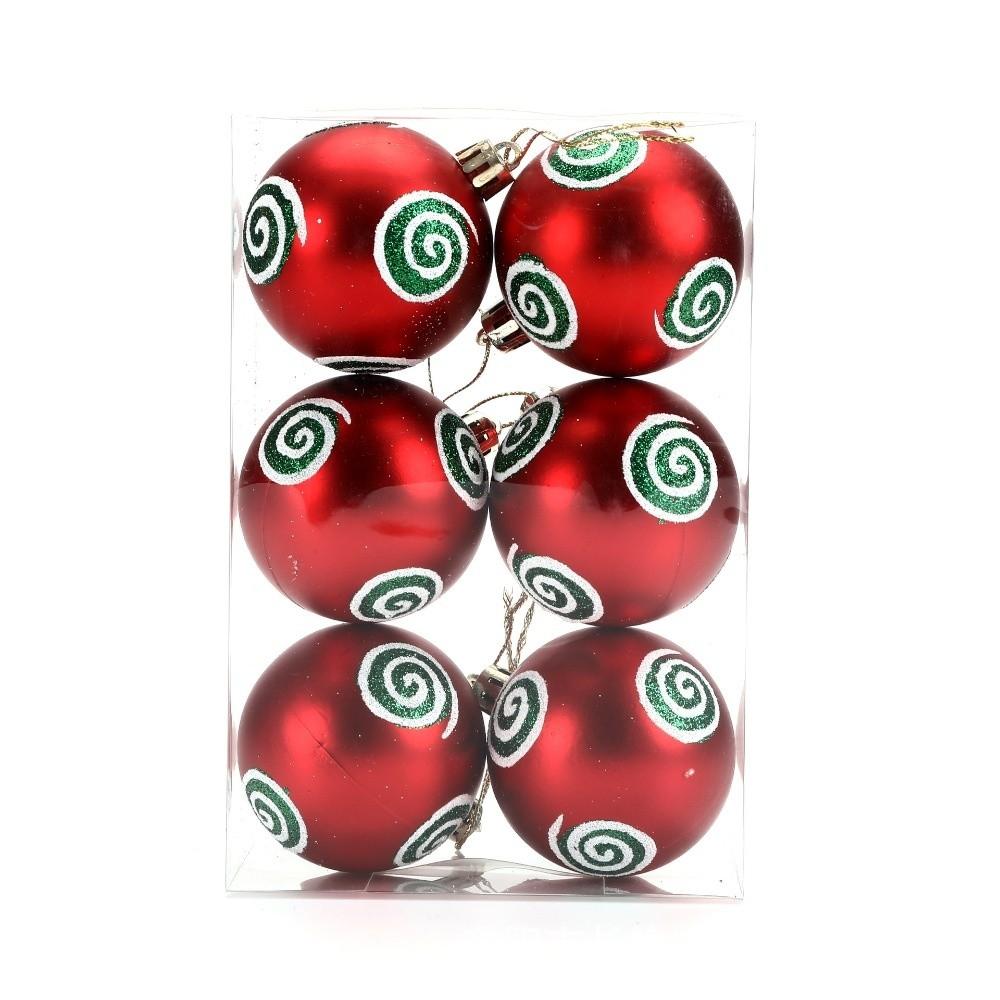 6 шт. 6 см Пластиковый Рождественский шар Расписной Праздничная атмосфера Подвесной Набор шаров для декора елки