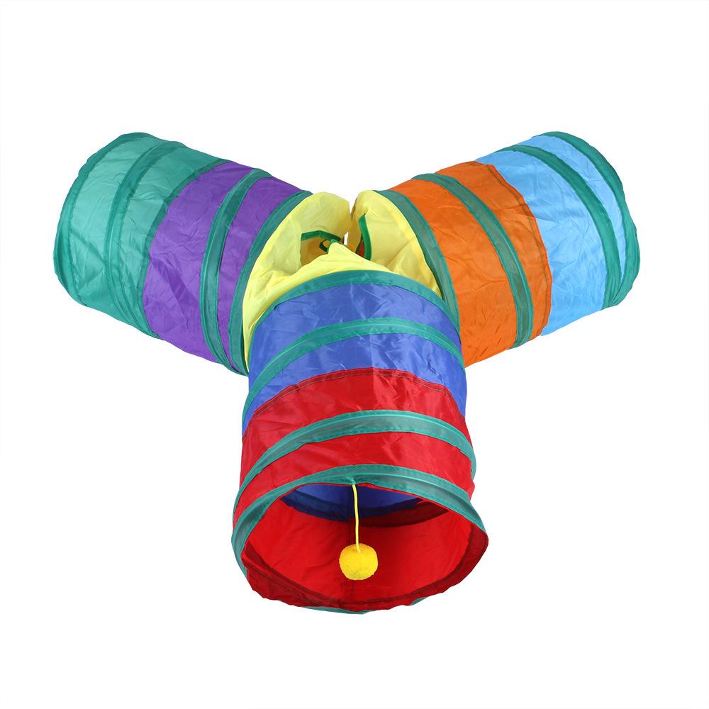 Foldable Rainbow Cat Tunnel: Interactive Cross-Border Play Tube for Cats