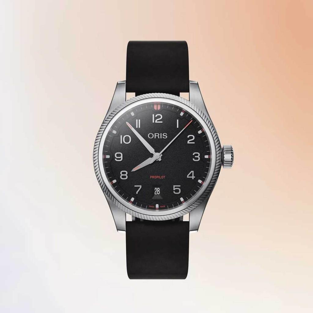 [Oris] Big Crown ProPilot Date 41mm High-Contrast Black Dial Technical Textile Strap Automatic Pilot Watch (733-7805-4164LS)