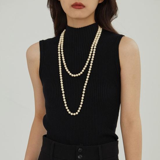 Элегантное женское ожерелье-свитер из искусственного жемчуга, двухслойное длинное ожерелье, простая универсальная цепочка для свитера