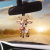 2D Flat Reindeer Car Rear View Mirror Charm Acrylic Cartoon Elk Christmas Tree Hanging Ornament Auto Interior Accessories for Window Wall