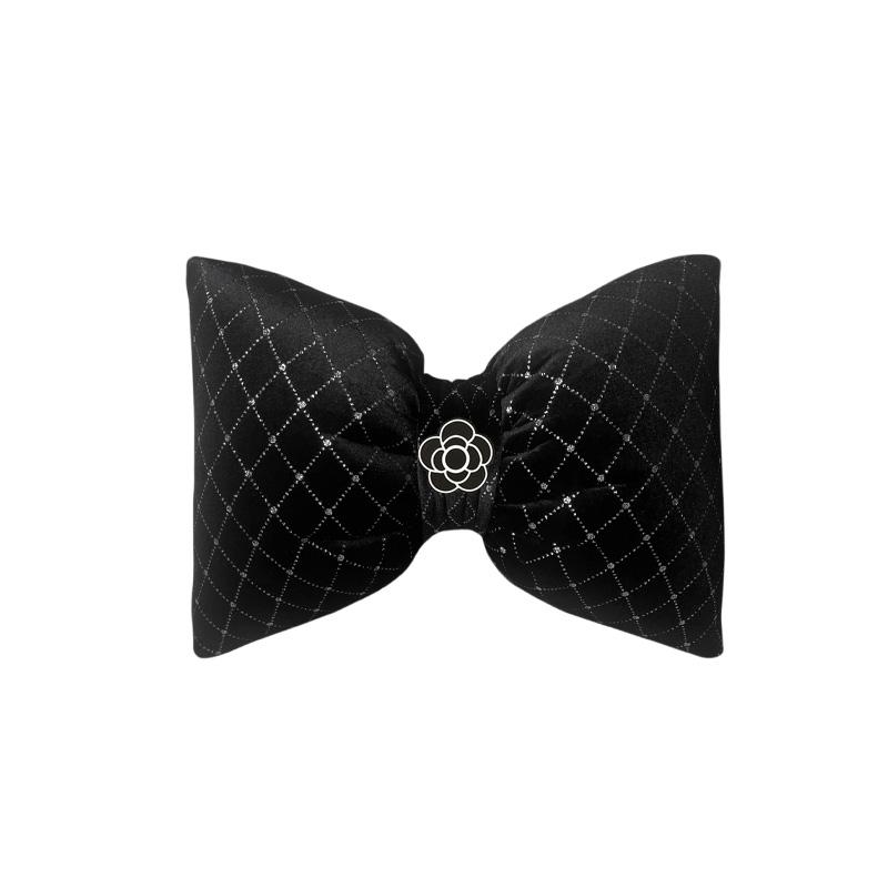 1 шт. Высококачественная подушка для шеи автомобиля с цветком камелии и бантом, мягкая плюшевая, подголовник, поддержка сиденья, держатель, аксессуары для интерьера автомобиля