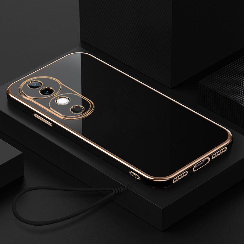 Чехол для Vivo V40 Чехол для телефона Vivo V40 с прямым гальваническим покрытием, противоударный, силиконовый, мягкий чехол