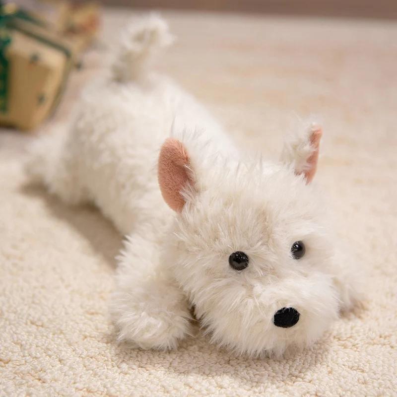 43cm Cute Fluffy Highland Dog Plush Toy White Terrier Plushie Soft Stuffed Puppy Animal Doll Pillow Kids Girls Birthday Gifts