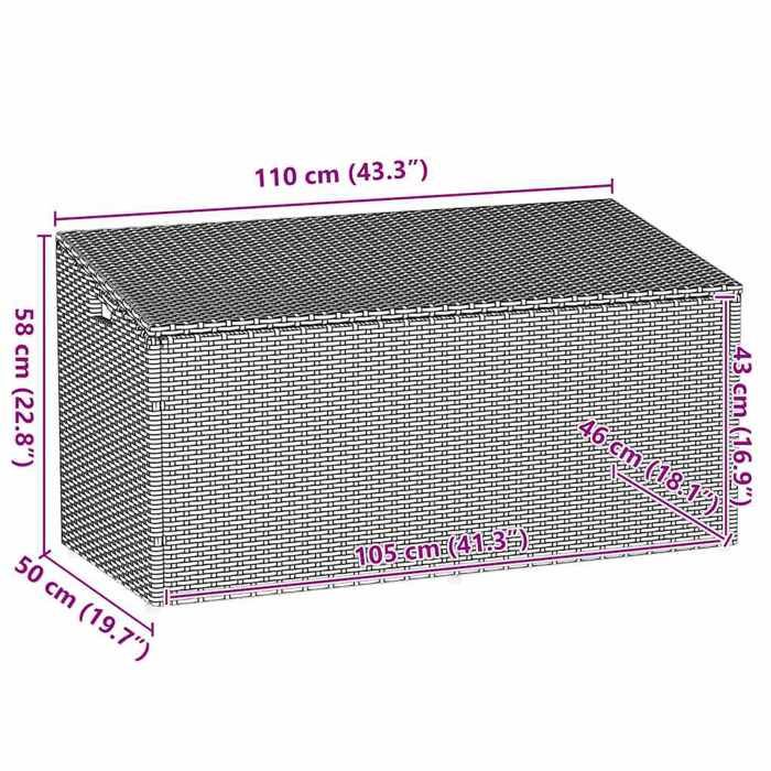 VidaXL Garden Storage Box Brown 110x50x58 Cm Woven Resin, Garden Storage Chest, Storage Box of 4104070