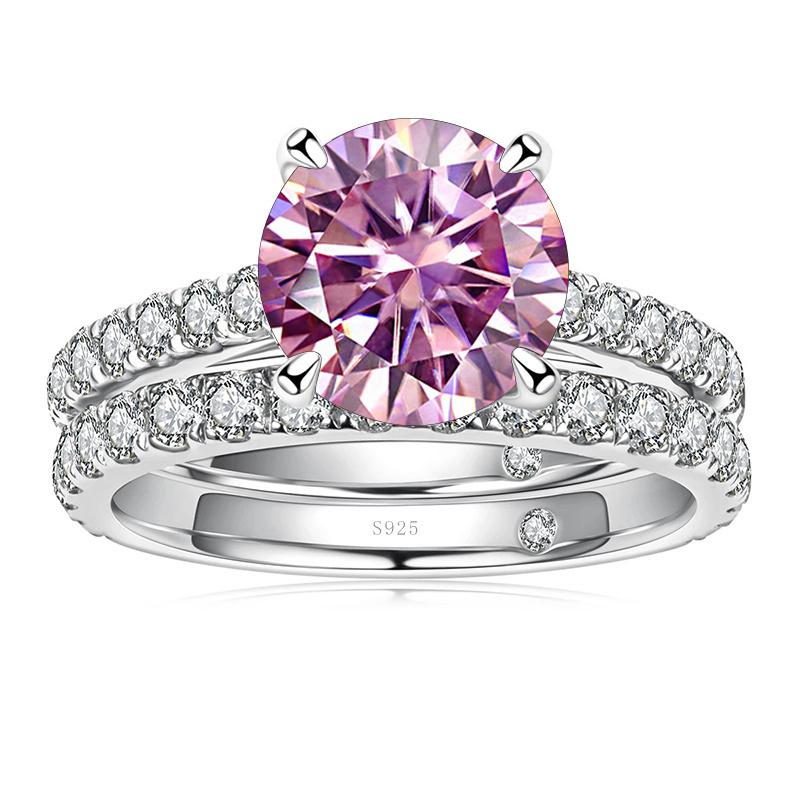 Bague Ringen Роскошное кольцо с муассанитом цвета D 3,0 карата, женские ювелирные изделия из стерлингового серебра 925 пробы с четырьмя когтями, свадебные комплекты для свадьбы