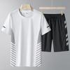 Мужская летняя футболка шорты двухкомпонентный спортивный и досуговый костюм большого размера быстросохнущий комплект одежды