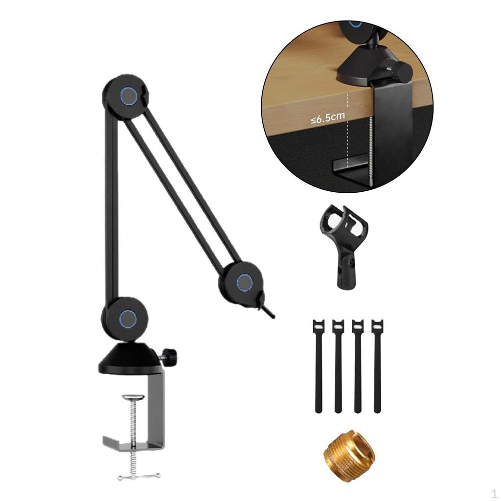 360° Rotatable Microphone Booming Arm Mic Stand Desk Mounted Clamp for