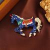 1/3Pcs Brooch Pin Vintage Enamel Horse Design Brooch Zinc Alloy Horse Ornament Christmas Costume Accessory
