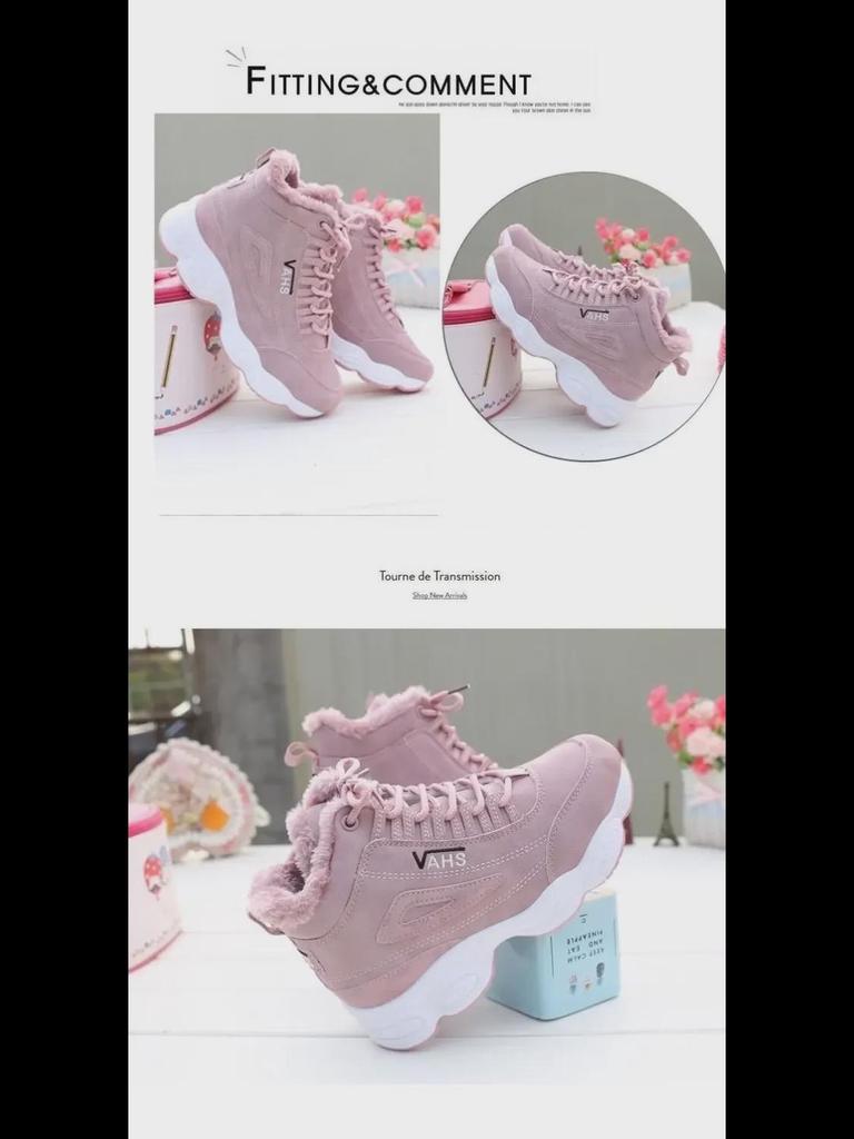 Women's High-Top Velvet Winter Shoes - 2023 Warm, Thick-Soled Casual Sneakers for Students