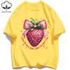I Love You Very Much Strawberry Print Women T Shirts O-Neck T-Shirt Casual Comfortable Clothes Soft Cotton Woman Tops