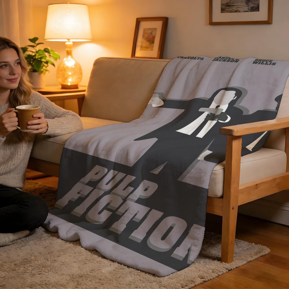 Throw High-Density Short Plush Blanket For Sofa Nap Air-Conditioned Room Soft Skin-Friendly Pulp Fiction Movie Anime